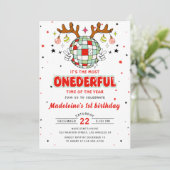 Winter Onederful Retro Kerstmis Verjaardagsfeest Kaart (Staand voorkant)