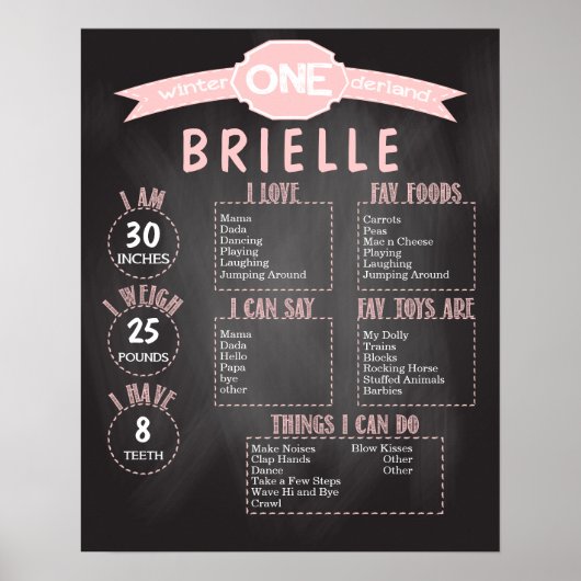 Winter ONEderland 16x20 Sjabloon 1st verjaardag Poster (Voorkant)