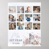 Winter Onederland 1e jaar Photo Milestone Poster (Voorkant)