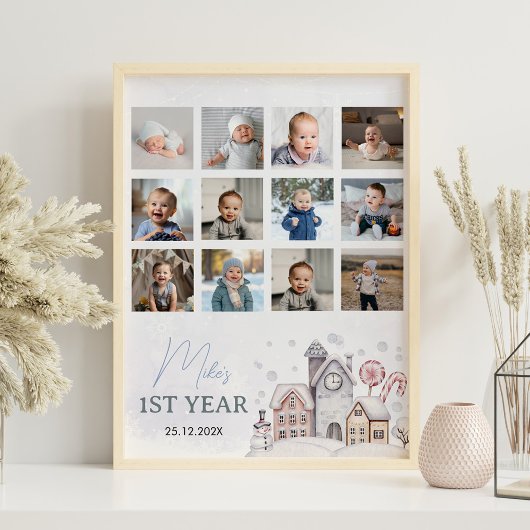 Winter Onederland 1e jaar Photo Milestone Poster
