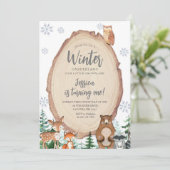 Winter Onederland 1e verjaardag Animal Woodland Kaart (Staand voorkant)