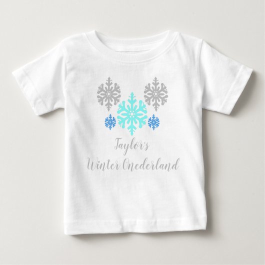 Winter Onederland 1e verjaardag Baby T-Shirt (Voorkant)