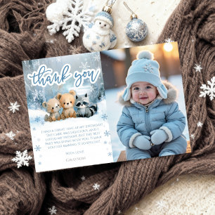 Winter Onederland 1e verjaardag bedankkaartjes Kaart