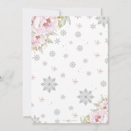 Winter ONEderland 1e verjaardag Bloemen Zilveren S Bedankkaart (Achterkant)