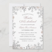 Winter Onederland 1e verjaardag Blush Sneeuwvlok I Kaart (Voorkant)