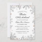 Winter Onederland 1e verjaardag Blush Snowflake Kaart (Voorkant)