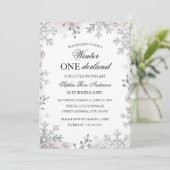Winter Onederland 1e verjaardag Blush Snowflake Kaart (Staand voorkant)
