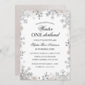 Winter Onederland 1e verjaardag Blush Snowflake Kaart (Voorkant / Achterkant)