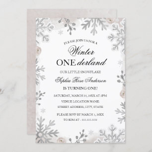 Winter Onederland 1e verjaardag Blush Snowflake Kaart