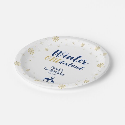 Winter Onederland 1e verjaardag Borden op jaarpapi Papieren Bordje (Gekanteld)