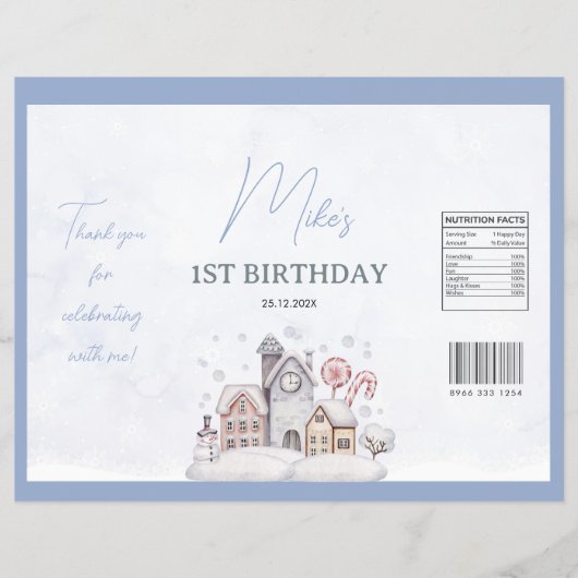 Winter Onederland 1e Verjaardag Chip Bag Wrapper Flyer (Voorkant)