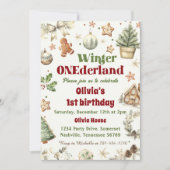 Winter Onederland 1e Verjaardag Cookies Kerst Kaart (Voorkant)