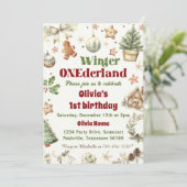 Winter Onederland 1e Verjaardag Cookies Kerst Kaart (Staand voorkant)