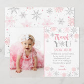 Winter Onederland 1e Verjaardag Dank Je Kaarten (Voorkant / Achterkant)