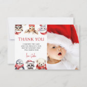 Winter Onederland 1e verjaardag Dieren Bedankkaart (Voorkant)