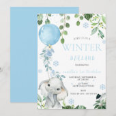 Winter Onederland 1e verjaardag douche Uitnodiging (Voorkant / Achterkant)