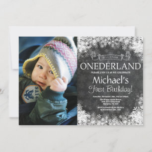 Winter Onederland 1e verjaardag foto uitnodiging