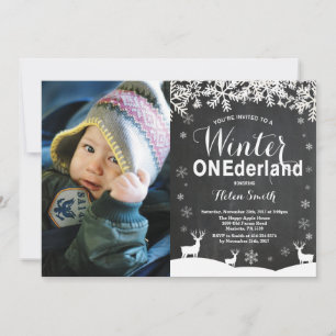 Winter Onederland 1e verjaardag foto uitnodiging