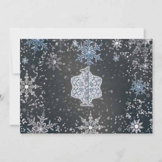 Winter Onederland 1e verjaardag foto uitnodigingen (Achterkant)