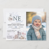 Winter Onederland 1e verjaardag Fotouitnodiging Kaart (Voorkant)
