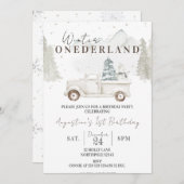 Winter ONEderland 1e verjaardag, jongen eerste ver Kaart (Voorkant / Achterkant)