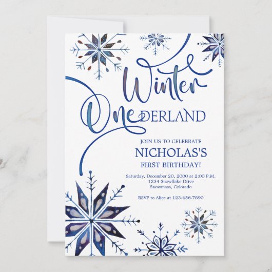 Winter Onederland 1e verjaardag Kaart (Voorkant)