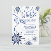 Winter Onederland 1e verjaardag Kaart (Staand voorkant)