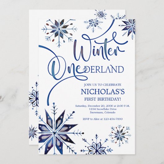 Winter Onederland 1e verjaardag Kaart (Voorkant / Achterkant)