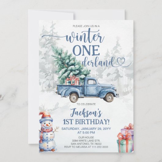 Winter Onederland 1e verjaardag Kaart (Voorkant)