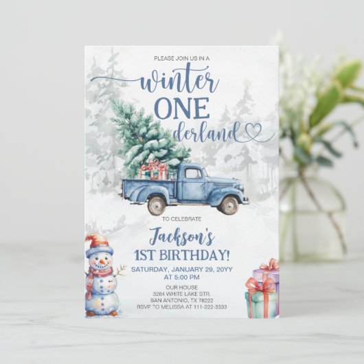 Winter Onederland 1e verjaardag Kaart (Staand voorkant)