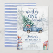 Winter Onederland 1e verjaardag Kaart (Voorkant / Achterkant)