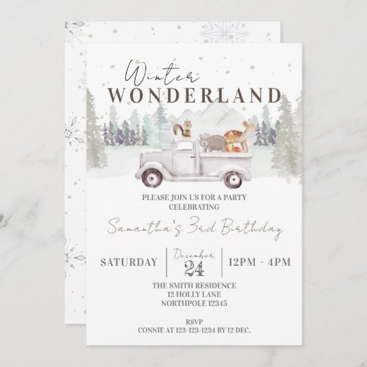 Winter ONEderland 1e Verjaardag, Kind Eerste Verja Kaart (Voorkant / Achterkant)