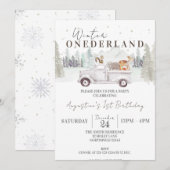 Winter ONEderland 1e Verjaardag, Kind Eerste Verja Kaart (Voorkant / Achterkant)