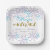 Winter Onederland 1e verjaardag Lavender Blue Snow Papieren Bordje (Voorkant)