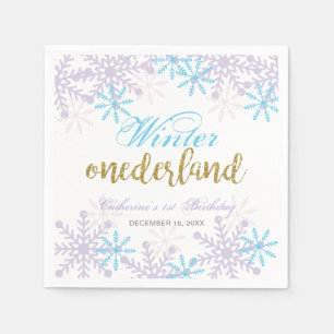 Winter Onederland 1e verjaardag Lavender Blue Snow Servet