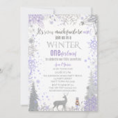 Winter Onederland 1e verjaardag Lavender Snowflake Kaart (Voorkant)