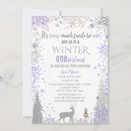Winter Onederland 1e verjaardag Lavender Snowflake Kaart