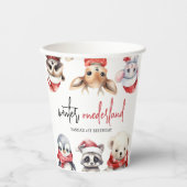 Winter ONEderland 1e verjaardag Leuke Dieren Papieren Bekers (Voorkant)