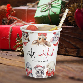 Winter ONEderland 1e verjaardag Leuke Dieren Papieren Bekers