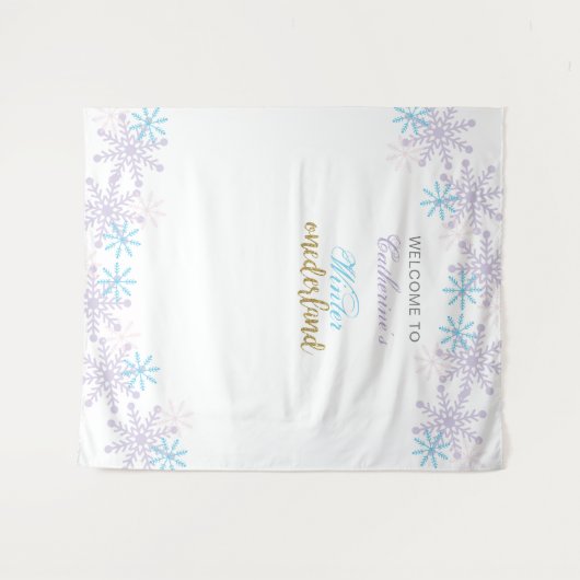 Winter Onederland 1e verjaardag meisje Cute sneeuw Wandkleed (Voorkant (horizontaal))