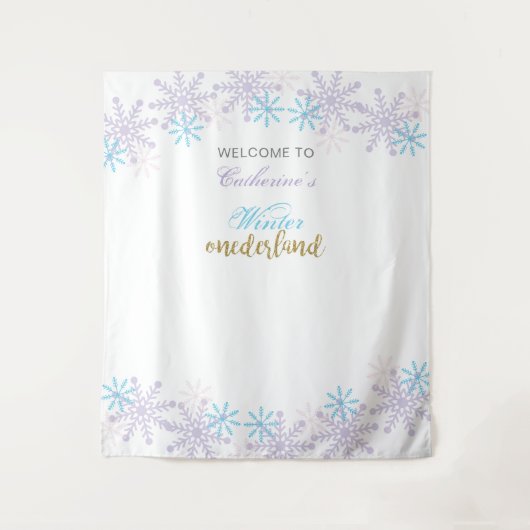 Winter Onederland 1e verjaardag meisje schattig sn Wandkleed (Voorkant)
