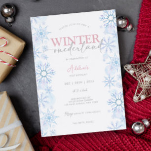 Winter Onederland 1e Verjaardag Meisje Snowflake Kaart