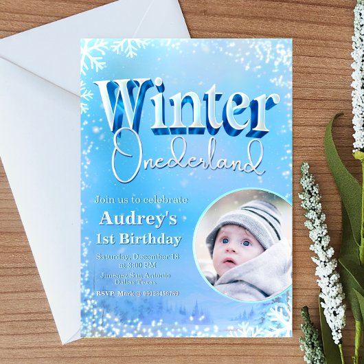 Winter Onederland - 1e Verjaardag met Foto Kaart