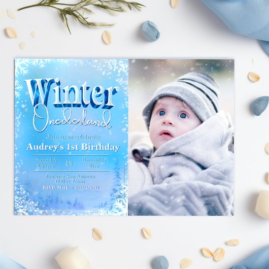 Winter Onederland - 1e Verjaardag met Foto Kaart