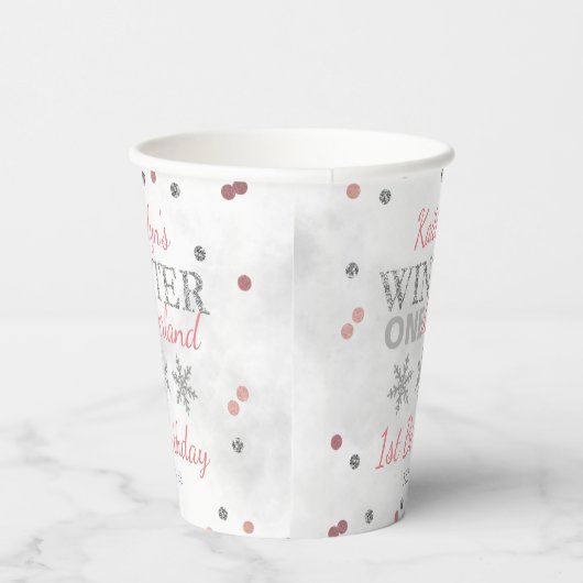 Winter ONEderland 1e verjaardag Papieren Bekers (Rechts)