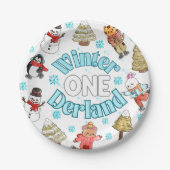 Winter onederland 1e verjaardag papieren bordje (Voorkant)