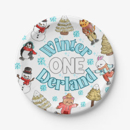 Winter onederland 1e verjaardag papieren bordje