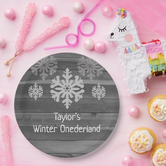 Winter Onederland 1e verjaardag Papieren Bordje (Feest)