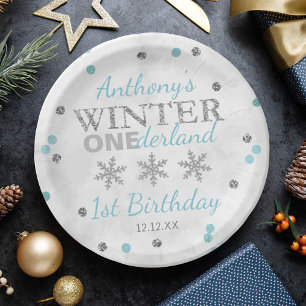 Winter ONEderland 1e verjaardag Papieren Bordje