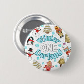 Winter onederland 1e verjaardag ronde button 5,7 cm (Voorkant /achterkant)